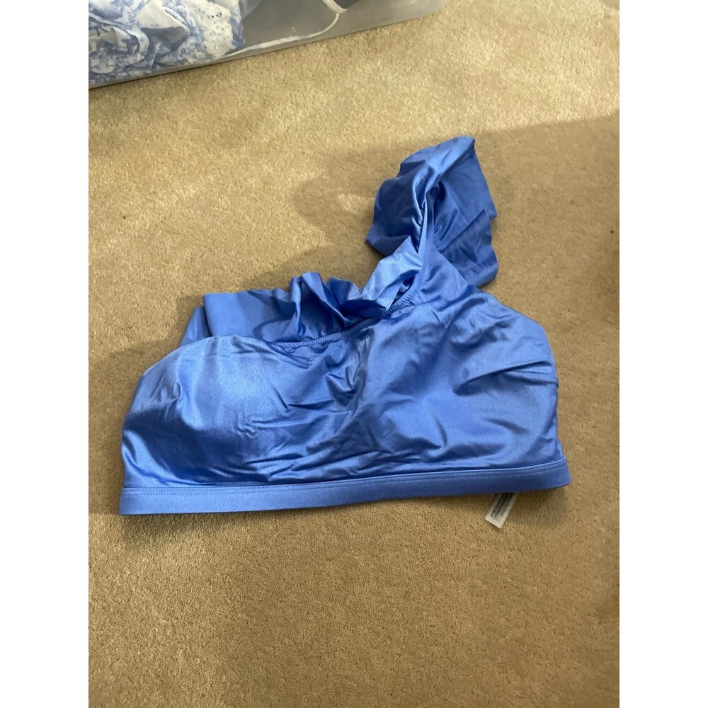 VS blue ruffle bikini top
